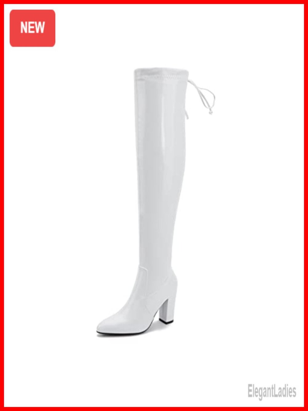 Thigh High Over The Knee Boots Pointed Toe Chunky Heels Zipper Lace Up